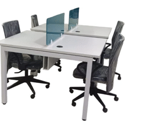 Sharing Workstation With Glass Partition & Metal Race Way